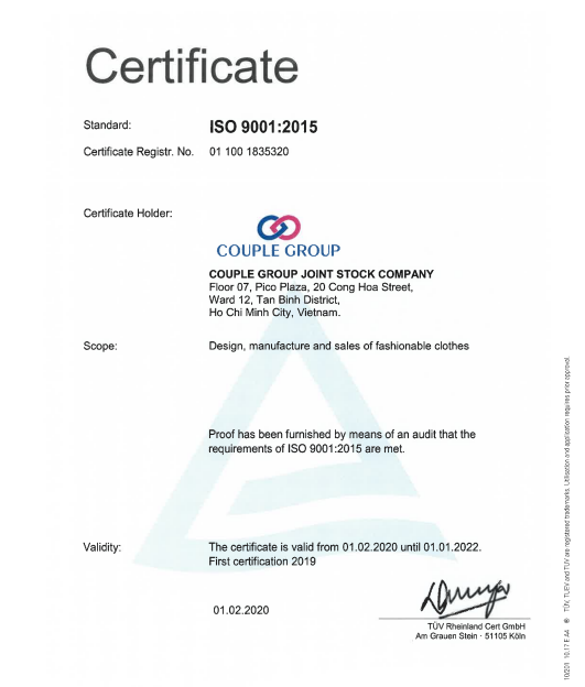 Chứng chỉ ISO 9001:2015 